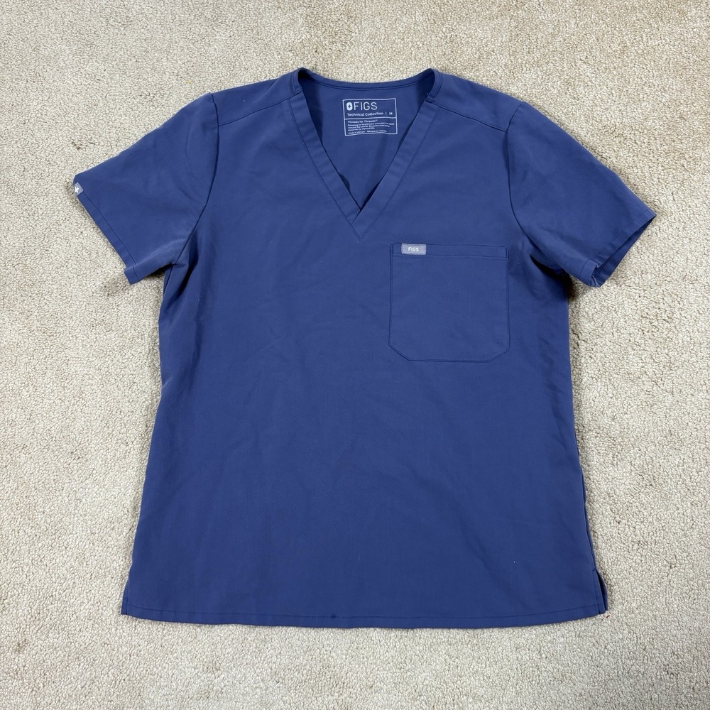 FIGS Catarina One Pocket Scrub Top Gray Short Sleeve V-Neck Women's Size Medium